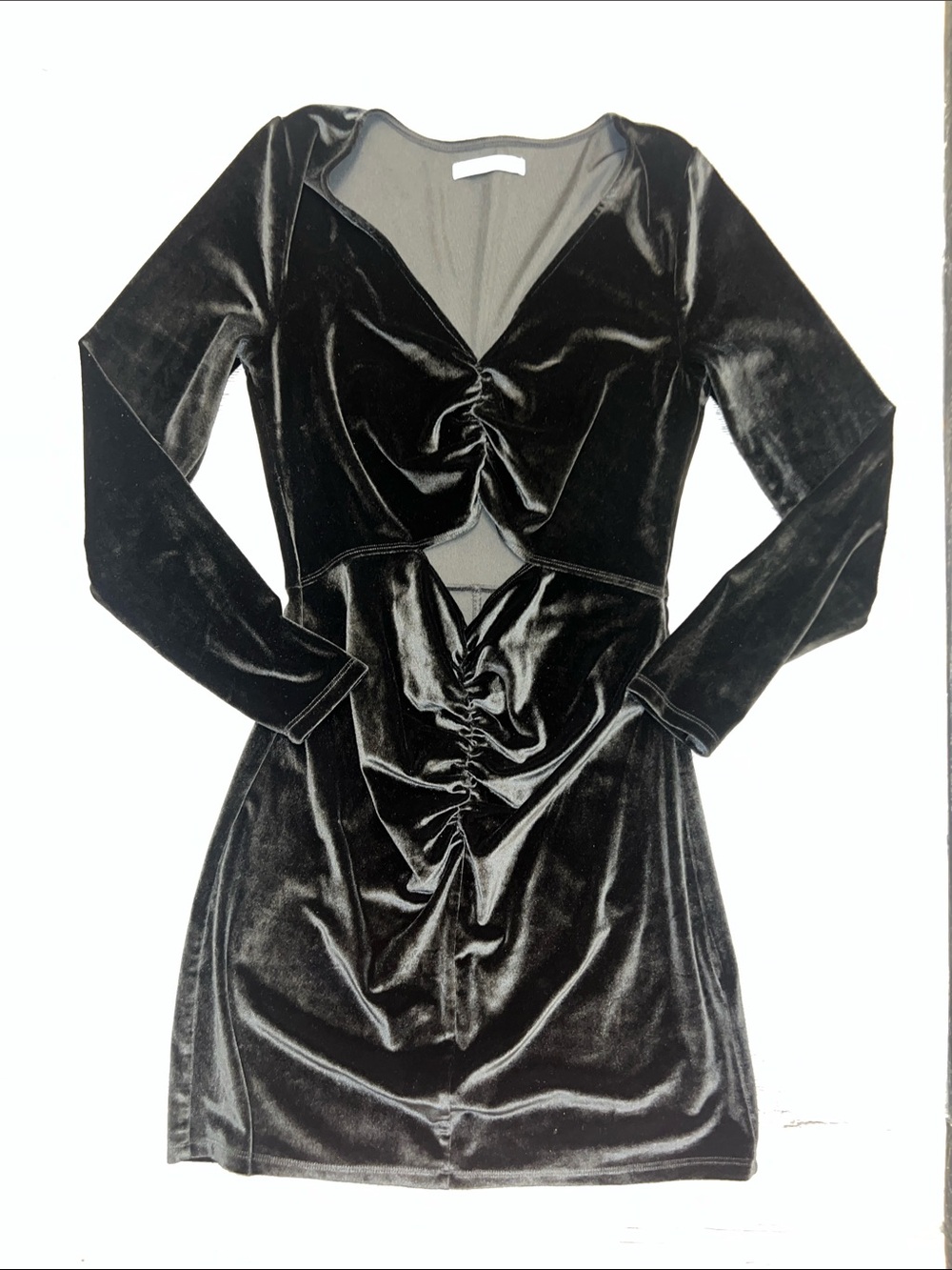 Abercrombie Velvet Cutout Ruched Mini Dress Black Medium